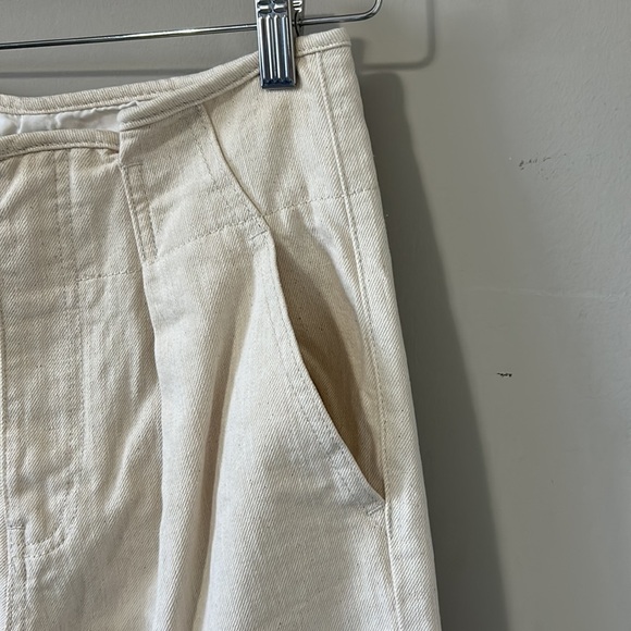 Anthropologie Eva Franco Wide Leg Crop Chino Pants Cream High Rose Sz 4 NEW - Picture 5 of 14